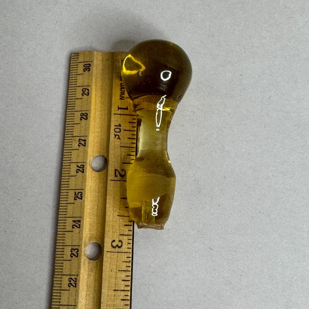 Vintage Amber Yellow Blown Glass Bottle Stopper Replacement Round Top 2.5 Inch